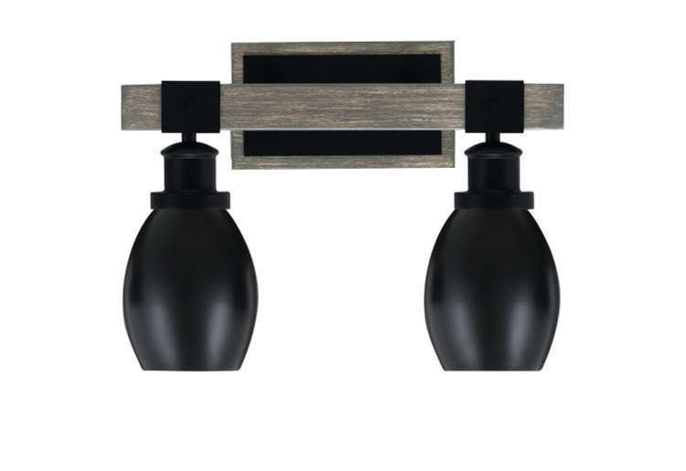 Toltec Lighting - 1842-MBDW-426-MB - Two Light Bath Bar - Tacoma - Matte Black & Painted Distressed Wood-look Metal Toltec Lighting - 1842-MBDW-426-MB - Two Light Bath Bar - Tacoma - Matte Black & Painted Distressed Wood-look Metal