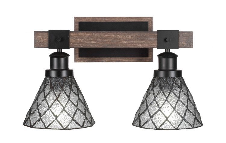 Toltec Lighting - 1842-MBDW-9185 - Two Light Bathroom Lighting - Tacoma - Matte Black & Painted Distressed Wood-look