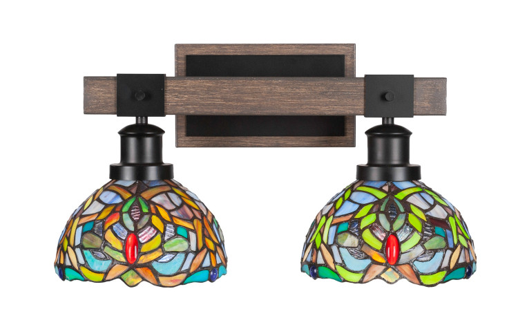 Toltec Lighting - 1842-MBDW-9905 - Two Light Bathroom Lighting - Tacoma - Matte Black & Painted Distressed Wood-look
