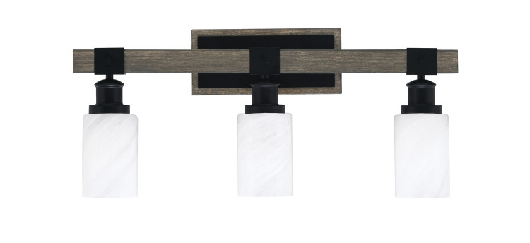 Toltec Lighting - 1843-MBDW-3001 - Three Light Bath Bar - Tacoma - Matte Black & Painted Distressed Wood-look Metal Toltec Lighting - 1843-MBDW-3001 - Three Light Bath Bar - Tacoma - Matte Black & Painted Distressed Wood-look Metal