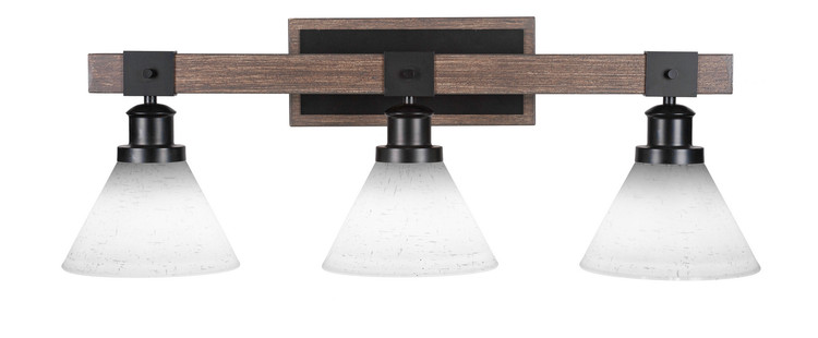 Toltec Lighting - 1843-MBDW-312 - Three Light Bathroom Lighting - Tacoma - Matte Black & Painted Distressed Wood-look