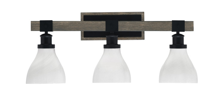 Toltec Lighting - 1843-MBDW-4761 - Three Light Bath Bar - Tacoma - Matte Black & Painted Distressed Wood-look Metal Toltec Lighting - 1843-MBDW-4761 - Three Light Bath Bar - Tacoma - Matte Black & Painted Distressed Wood-look Metal