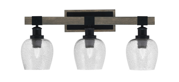 Toltec Lighting - 1843-MBDW-4812 - Three Light Bath Bar - Tacoma - Matte Black & Painted Distressed Wood-look Metal Toltec Lighting - 1843-MBDW-4812 - Three Light Bath Bar - Tacoma - Matte Black & Painted Distressed Wood-look Metal