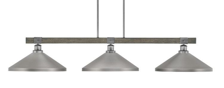 Toltec Lighting - 1863-GPDW-424-GP - Three Light Billiard/Island - Tacoma - Graphite & Painted Distressed Wood-look