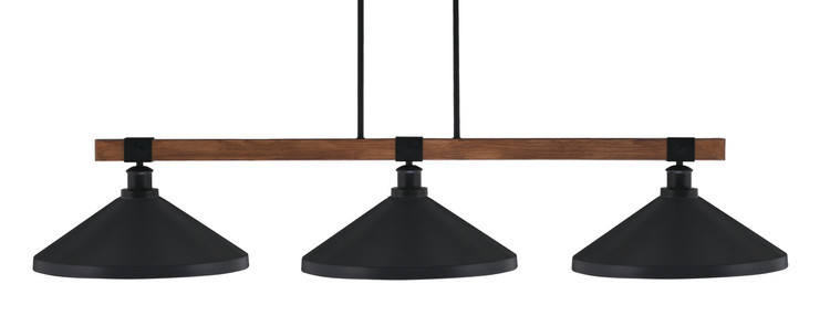 Toltec Lighting - 1863-MBWG-424-MB - Three Light Billiard/Island - Tacoma - Matte Black & Painted Wood-look