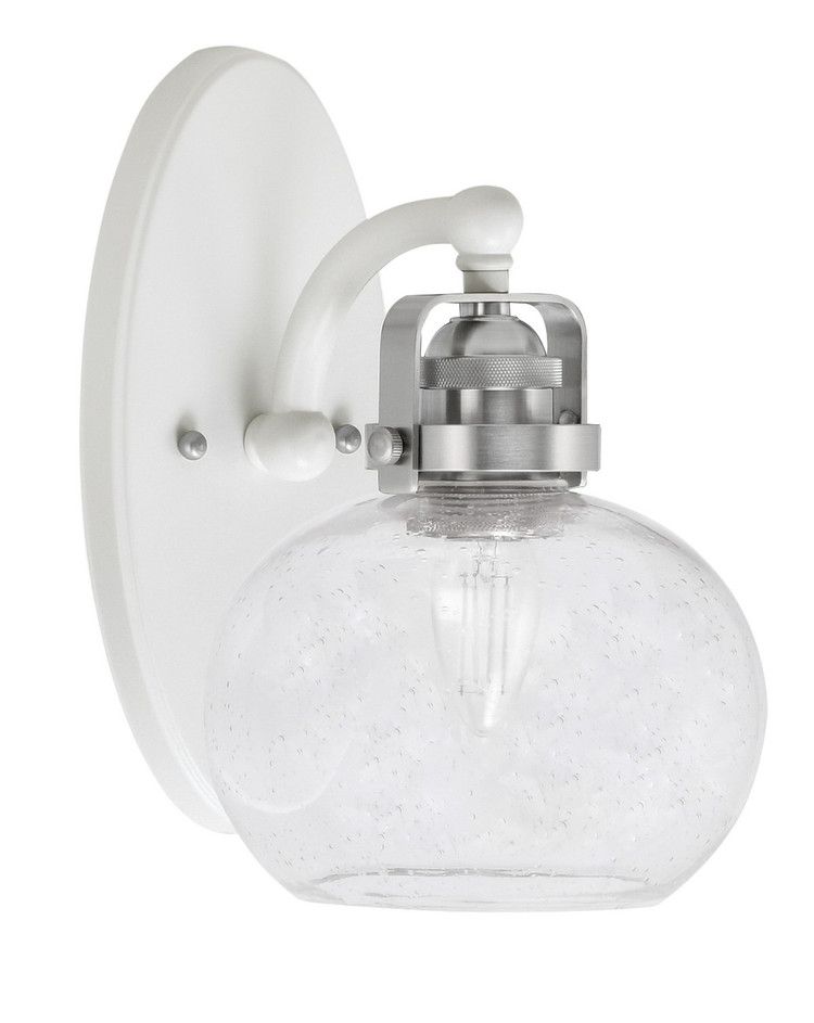 Toltec Lighting - 1931-WHBN-202 - One Light Wall Sconce - Easton - White & Brushed Nickel