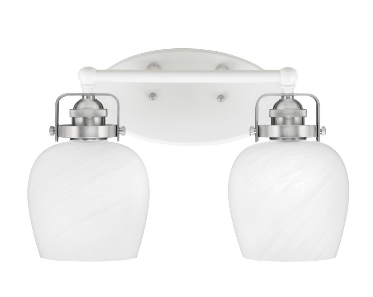 Toltec Lighting - 1932-WHBN-4811 - Two Light Bath Bar - Easton - White & Brushed Nickel