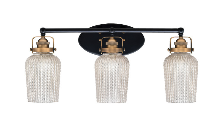 Toltec Lighting - 1933-MBBR-4253 - Three Light Bath Bar - Easton - Matte Black & Brass