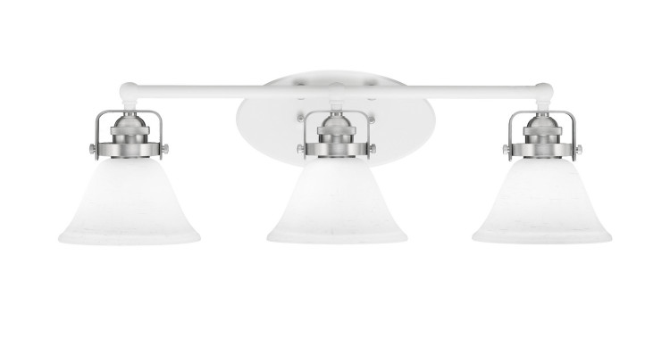 Toltec Lighting - 1933-WHBN-311 - Three Light Bath Bar - Easton - White & Brushed Nickel