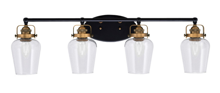 Toltec Lighting - 1934-MBBR-210 - Four Light Bath Bar - Easton - Matte Black & Brass