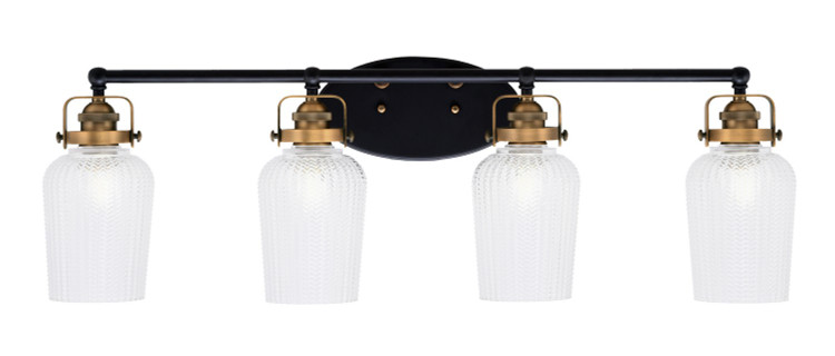 Toltec Lighting - 1934-MBBR-4250 - Four Light Bath Bar - Easton - Matte Black & Brass