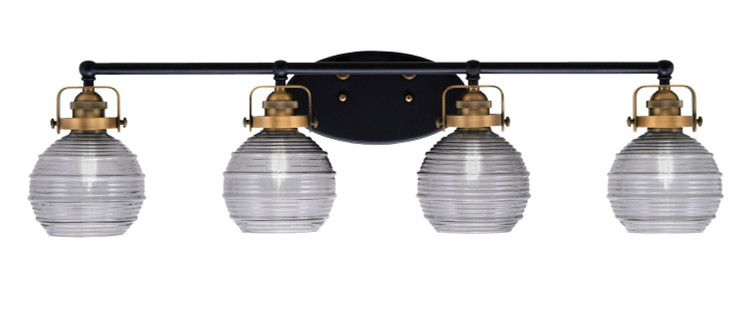 Toltec Lighting - 1934-MBBR-5112 - Four Light Bath Bar - Easton - Matte Black & Brass