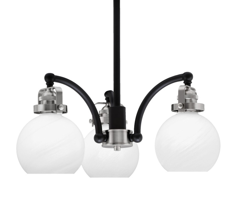 Toltec Lighting - 1943-MBBN-4101 - Three Light Chandelier - Easton - Matte Black & Brushed Nickel