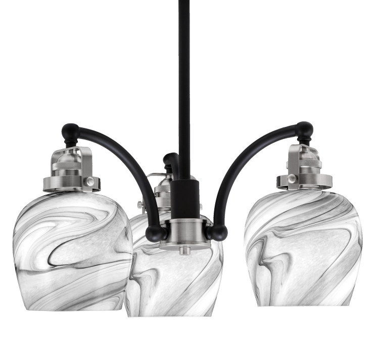 Toltec Lighting - 1943-MBBN-4819 - Three Light Chandelier - Easton - Matte Black & Brushed Nickel