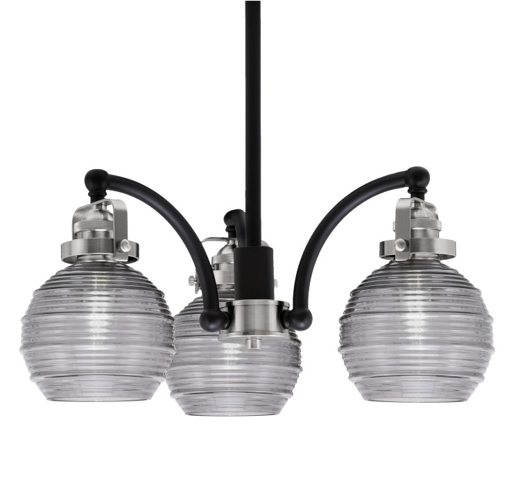 Toltec Lighting - 1943-MBBN-5112 - Three Light Chandelier - Easton - Matte Black & Brushed Nickel