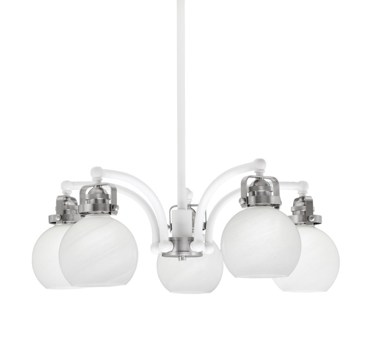 Toltec Lighting - 1945-WHBN-4101 - Five Light Chandelier - Easton - White & Brushed Nickel