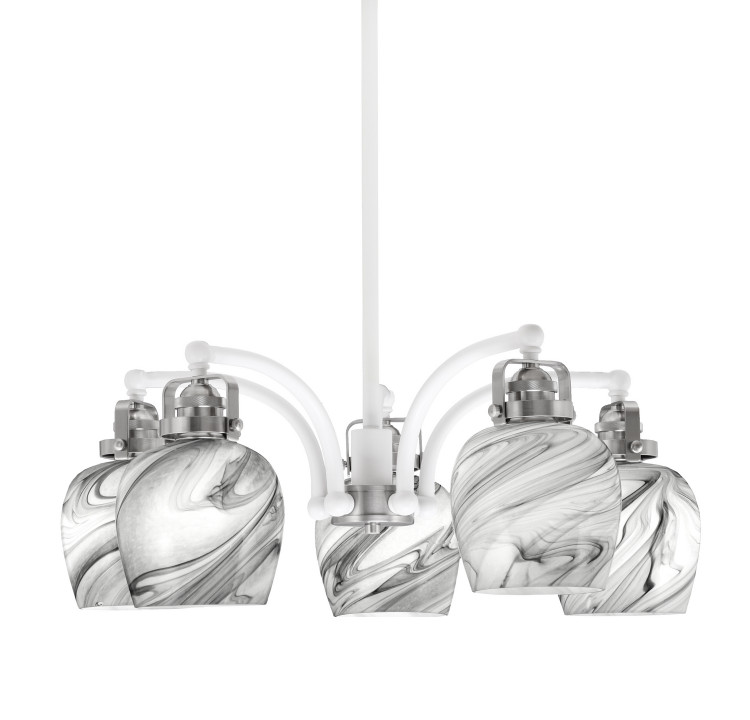 Toltec Lighting - 1945-WHBN-4819 - Five Light Chandelier - Easton - White & Brushed Nickel