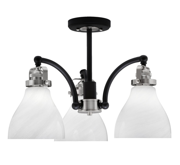Toltec Lighting - 1947-MBBN-4761 - Three Light Semi-Flush Mount - Easton - Matte Black & Brushed Nickel