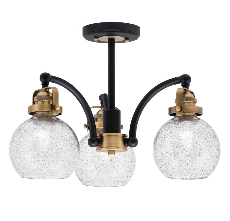 Toltec Lighting - 1947-MBBR-4102 - Three Light Semi-Flush Mount - Easton - Matte Black & Brass
