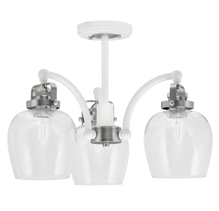 Toltec Lighting - 1947-WHBN-4810 - Three Light Semi-Flush Mount - Easton - White & Brushed Nickel