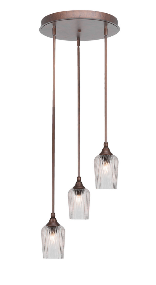Toltec Lighting - 2143-BRZ-4250 - Three Light Cluster Pendalier - Empire - Bronze