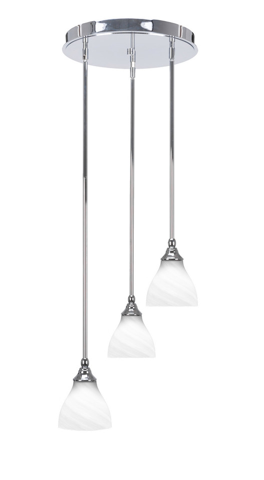 Toltec Lighting - 2143-CH-4761 - Three Light Cluster Pendalier - Empire - Chrome