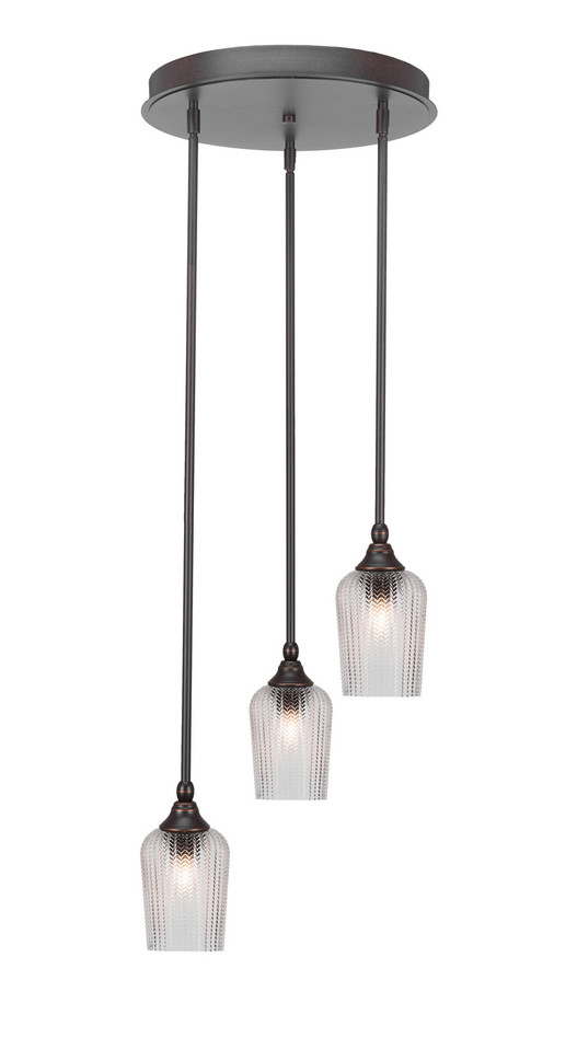 Toltec Lighting - 2143-DG-4250 - Three Light Cluster Pendalier - Empire - Dark Granite