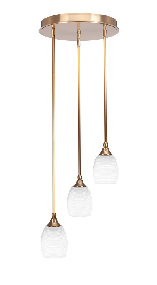 Toltec Lighting - 2143-NAB-4021 - Three Light Cluster Pendalier - Empire - New Age Brass