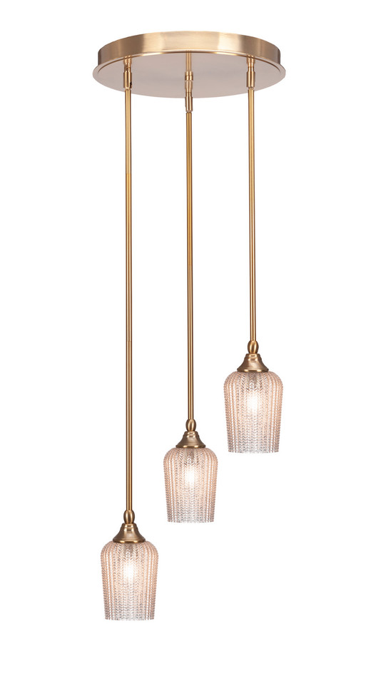 Toltec Lighting - 2143-NAB-4253 - Three Light Cluster Pendalier - Empire - New Age Brass