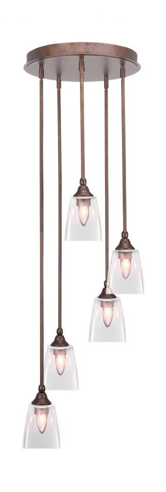 Toltec Lighting - 2145-BRZ-461 - Five Light Pendalier - Empire - Bronze