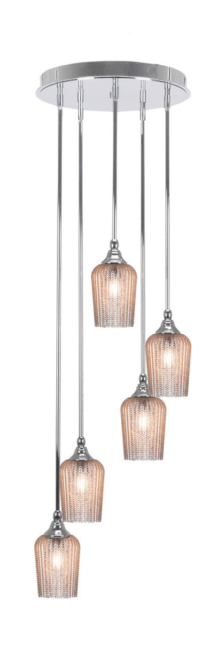 Toltec Lighting - 2145-CH-4253 - Five Light Pendalier - Empire - Chrome