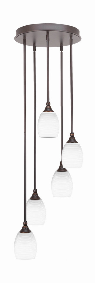 Toltec Lighting - 2145-DG-4021 - Five Light Pendalier - Empire - Dark Granite