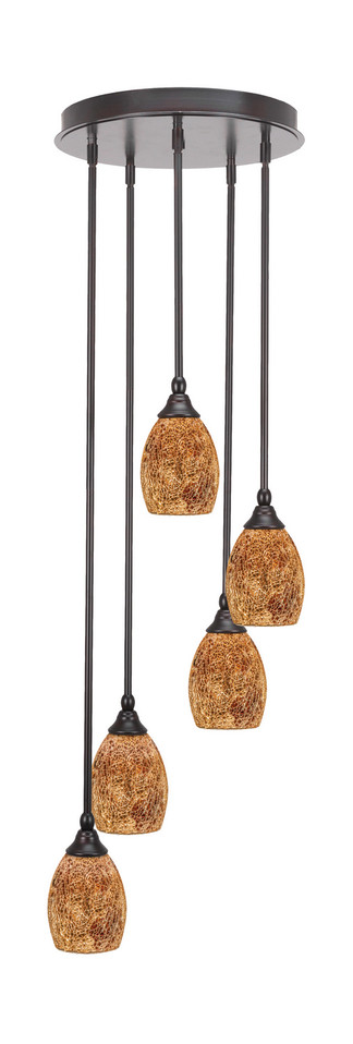 Toltec Lighting - 2145-ES-4175 - Five Light Pendalier - Empire - Espresso