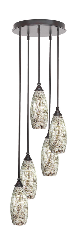Toltec Lighting - 2145-ES-5064 - Five Light Pendalier - Empire - Espresso