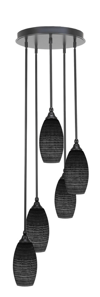 Toltec Lighting - 2145-MB-4049 - Five Light Pendalier - Empire - Matte Black