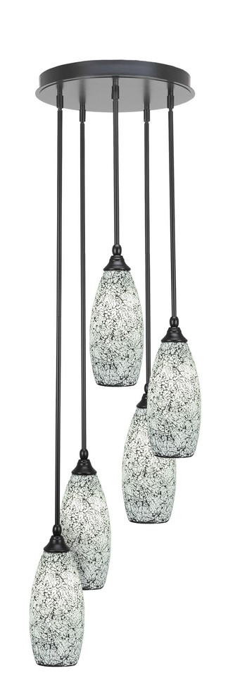 Toltec Lighting - 2145-MB-416 - Five Light Pendalier - Empire - Matte Black