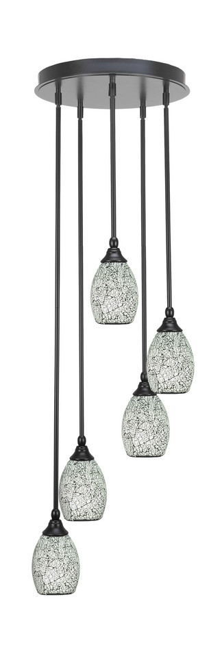 Toltec Lighting - 2145-MB-4165 - Five Light Pendalier - Empire - Matte Black
