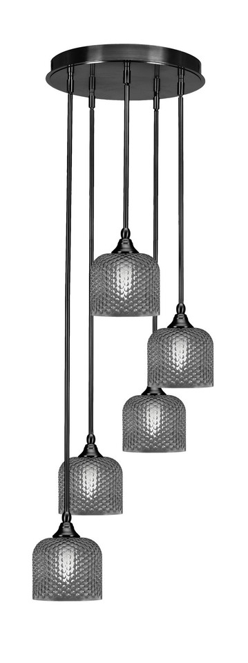 Toltec Lighting - 2145-MB-4612 - Five Light Pendalier - Empire - Matte Black
