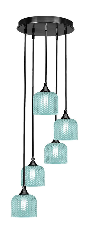 Toltec Lighting - 2145-MB-4615 - Five Light Pendalier - Empire - Matte Black