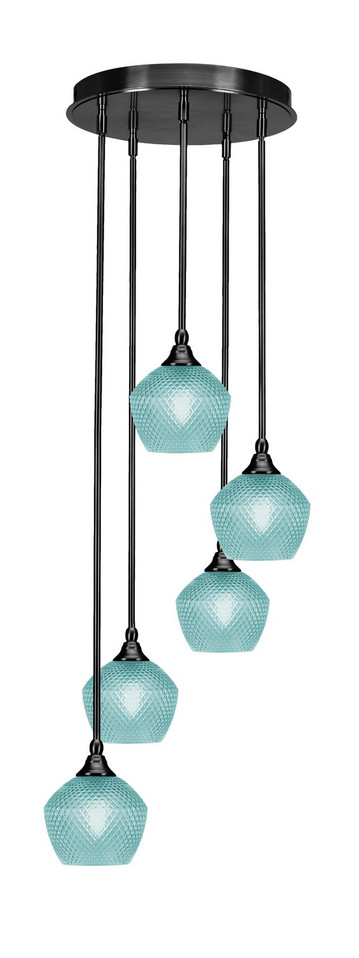 Toltec Lighting - 2145-MB-4625 - Five Light Pendalier - Empire - Matte Black