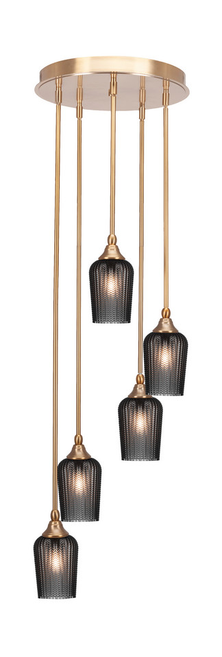Toltec Lighting - 2145-NAB-4252 - Five Light Pendalier - Empire - New Age Brass