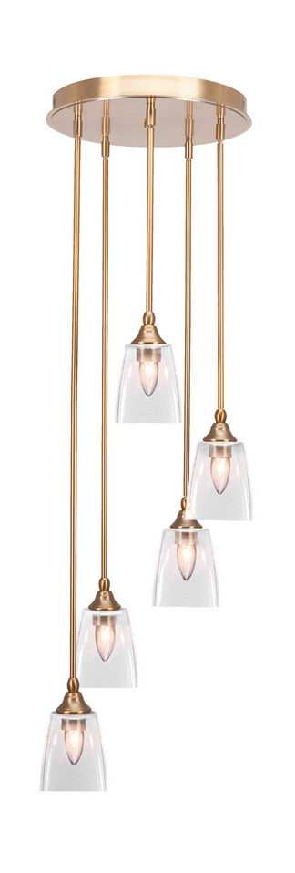 Toltec Lighting - 2145-NAB-461 - Five Light Pendalier - Empire - New Age Brass