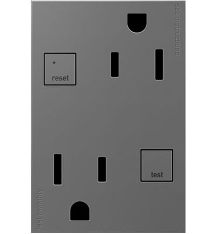 Legrand - AGFTR2153M4 - Duplex Self-Test GFCI Receptacles - Adorne - Magnesium