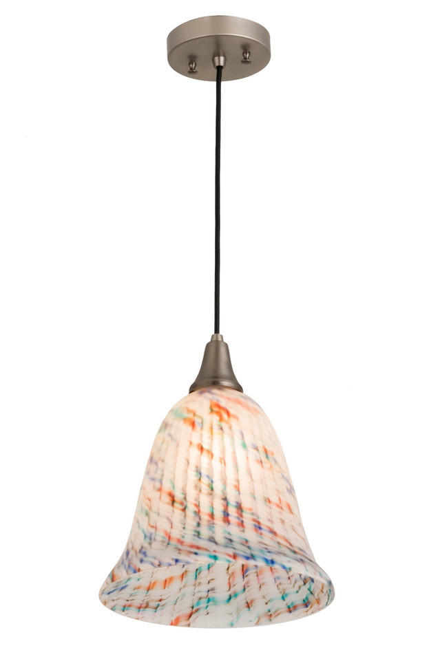 Meyda Tiffany - 178633 - One Light Pendant - Peacock Pate-De-Verre - Nickel