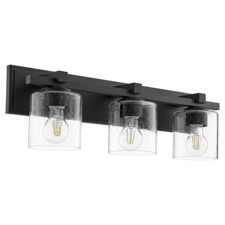 Quorum - 5369-3-269 - Three Light Vanity - Kaplan - Textured Black|Clear Seeded