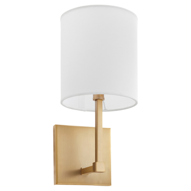 Quorum - 5377-1-80 - One Light Wall Mount - BOLERO - Aged Brass w/ White Linen Quorum - 5377-1-80 - One Light Wall Mount - BOLERO - Aged Brass w/ White Linen
