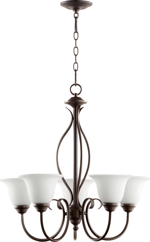 Quorum - 6010-5-186 - Five Light Chandelier - Spencer - Oiled Bronze|Satin Opal