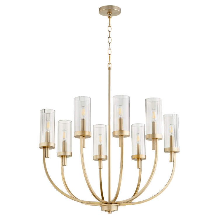 Quorum - 601-8-80 - Eight Light Chandelier - Ladin - Aged Brass|Smoke Fluted Glass
