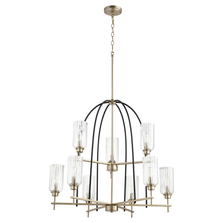 Quorum - 607-9-6980 - Nine Light Chandelier - Espy - Textured Black|Aged Brass