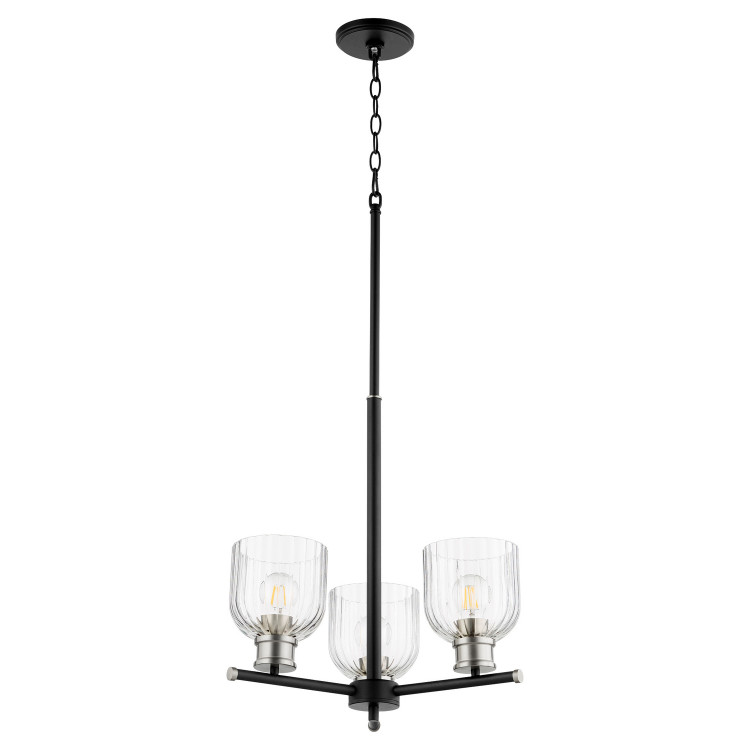 Quorum - 610-3-6965 - Three Light Chandelier - Monarch - Textured Black|Satin Nickel